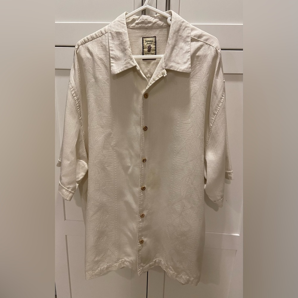 Jamaica Jaxx Authentic Island Style Button Down Shirt Size XL Color Cream